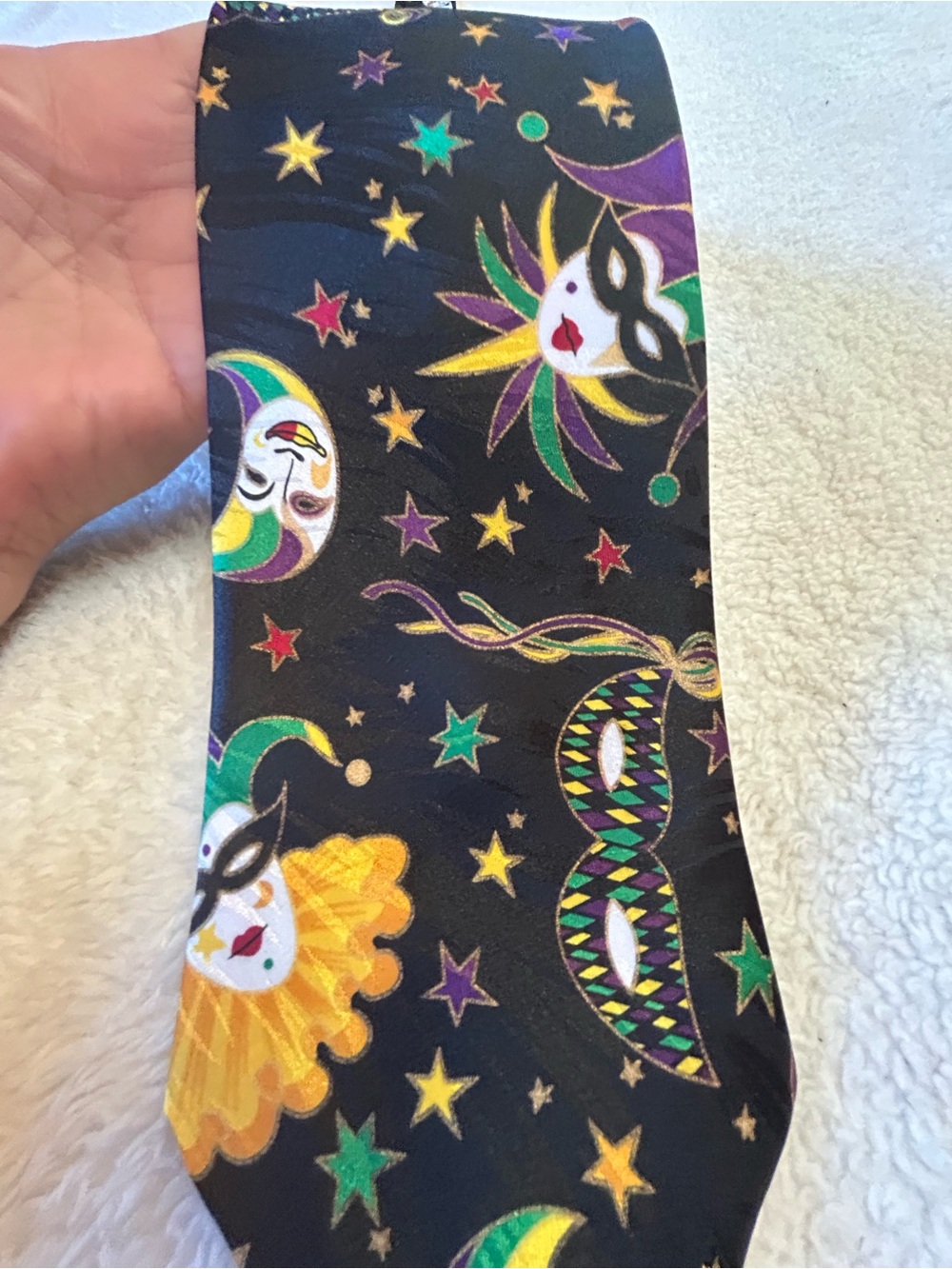 🎁3 for $30 - Mardi Gras Mask & Jester Print Neck Tie